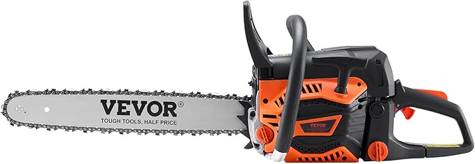 VEVOR Gas Chainsaw 52CC 2-Cycle Gasoline Powered Chainsaw 18 Inch Handheld Cordless Petrol Chain Saws For Forest, Wood, Garden and Farm Cutting Use