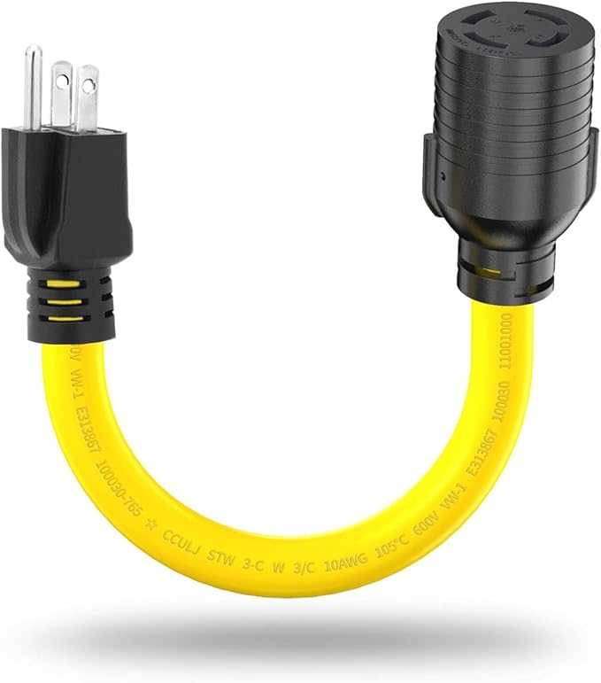 NEMA 5-15P to L14-30R Adapter Cord, 120V to 30 Amp 4 Prong Twist Lock Converter, 15 Amp Plug to Generator Transfer Switch