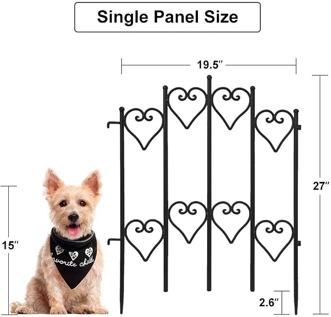 AMAGABELI GARDEN & HOME 5 Panels 27in(H)×9ft(L) Decorative Garden Fences and Borders for Dogs No Dig Rustproof Metal Fence Panels Garden Edging Animal Barrier Fencing for Flower Bed Yard Patio