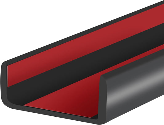 Rubber Edge Trim, 1-1/2 inches Self-Adhesive U Channel Edge Protector for Woods, Flexible U Shaped Peel and Stick Edge Banding, Edge Guard, Fit 1.5"(38mm), 20Ft, Black