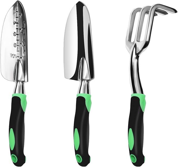 2Pcs Black Heavy Duty Retractable Plant Hanger for Hanging Plantsand and 3 Pack Aluminum Heavy Duty Garden Tool Set