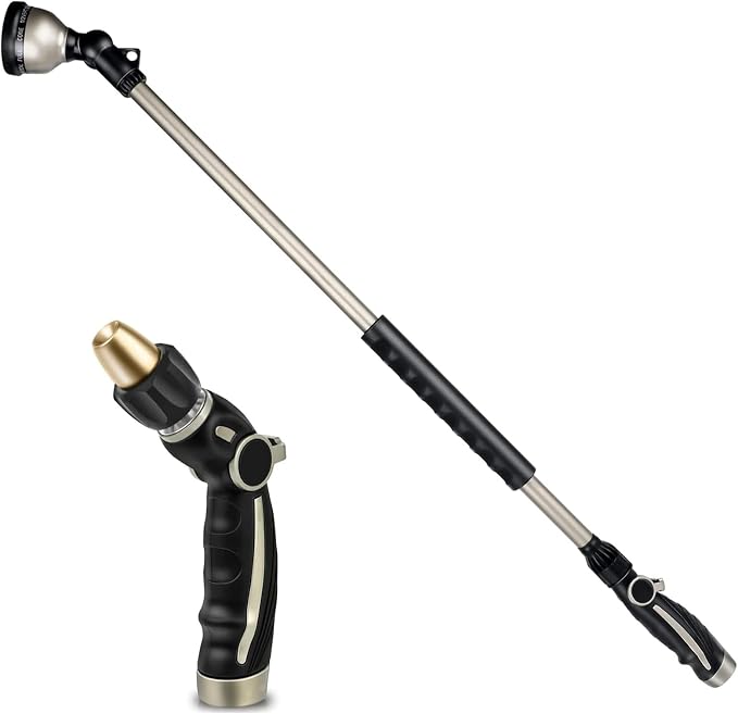 RESTMO 36” Long Watering Wand, Metal Garden Hose Wand with 180° Swivel Head, High Pressure Hose Nozzle Sprayer, Heavy Duty Brass Head, for Car Washing, Garden Cleaning, Lawn and Plant Watering