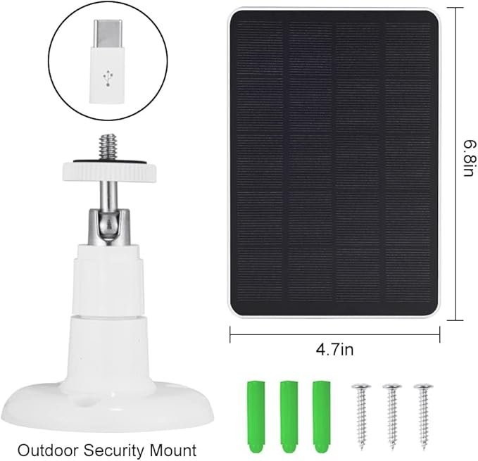 Solar Panel Charger -Weather Resistant, 4W 5V Solar Panel Wall Mounting Low-Power Solar Charging Panel Waterproof for Doorbell Security Camera,Bird Feeder Camera etc. with 300cm Cable Bracket