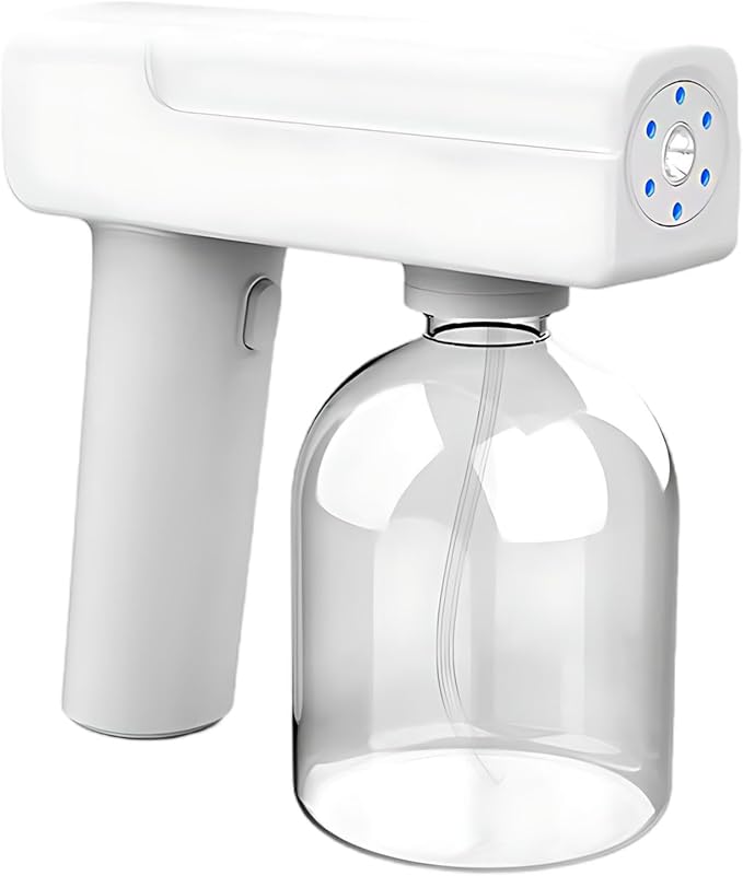 Nano Alcohol Spray Gun, Portable Cordless Fogger, 10.1 Oz Tank, With Blue Light, 6.6-8.2 Ft Spray Range, Rechargeable