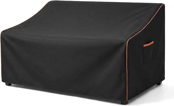 Outdoor Sofa Cover, Waterproof Patio Furniture Cover 60W x 36D x 33H inches Heavy Duty 600D Oxford Fabric Black