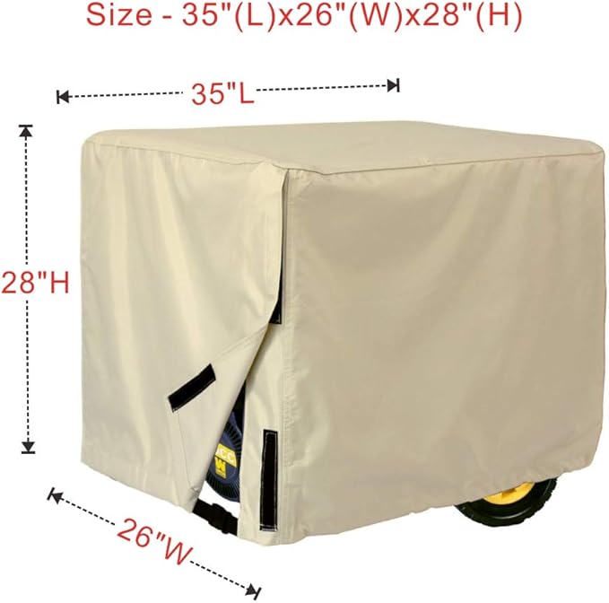 Porch Shield Waterproof Universal Generator Cover 35 x 26 x 28 inch, for Most Generators 5000-12000 Watt, Light Tan