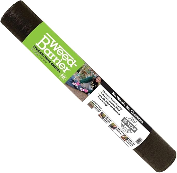Rocky Mountain Goods Weed Barrier Fabric - Thick 15 Year Heavy Duty Black Weed Blocker Landscape Fabric for Garden, Flower Beds, Trees - Ground Cover - Under Rocks or Mulch (3' x 50')