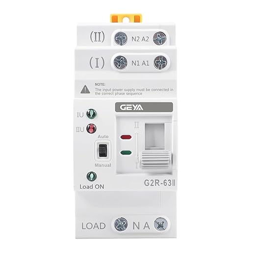 GEYA Mini ATS Dual Power Automatic/Manual Transfer Switch, Over & Under Voltage Protection Solar Auto Switch Uninterrupted Power Din Rail(2Pole 63A AC220V)