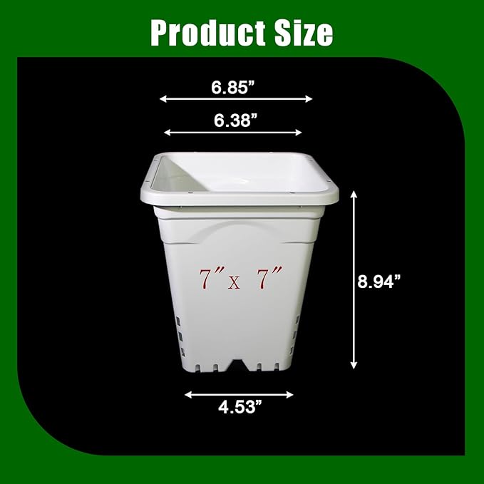 HG7X7SW 7"x7" Square White Pot, 9" Tall Pack of 5