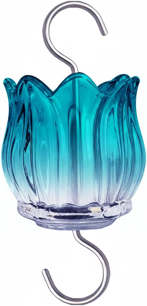 Glass Ant Moat for Hummingbird Feeder - 3 OZ Gradient Turquoise Tulip Insect Guard with Large Capacity