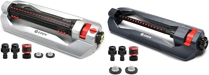 Eden Heavy Duty 4,973 sq ft Metal Oscillating Sprinkler and 3,600 sq ft Essential Oscillating Sprinkler Bundle