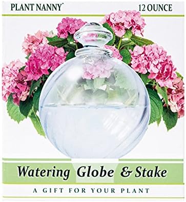 Plant Nanny 8118 12oz Clear Spiral Fluted Watering Globe and Stake Set, 3-1/2 Inch