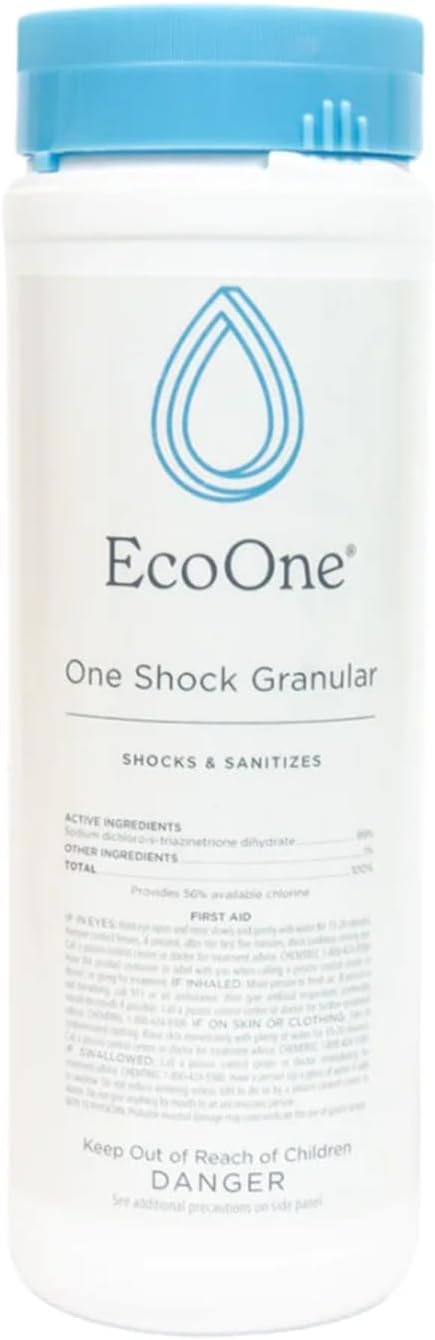 One Shock Granular by EcoOne | Self-Dissolving Hot Tub Shock Treatment Chlorine Granules | Daily or Weekly Spa Shock & Sanitation | Sodium Dichloro-Triazinetrione Dihydrate (55% Chlorine), 2 Lb