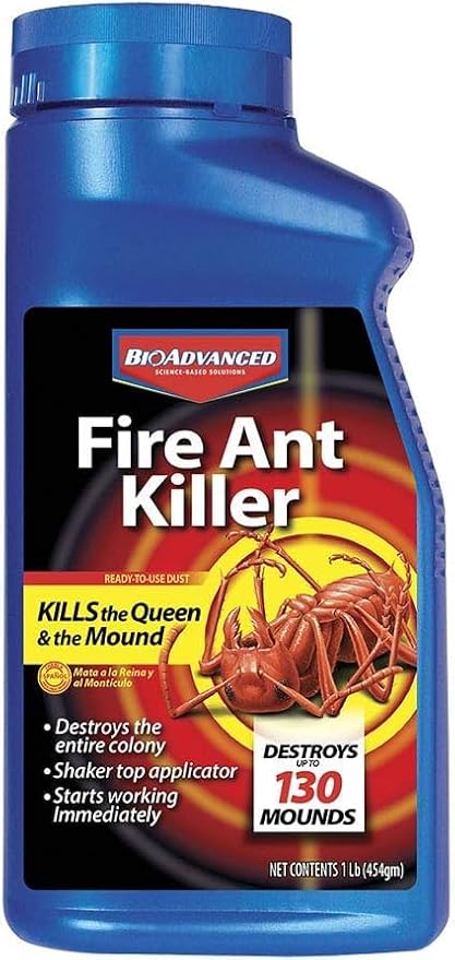 BioAdvanced Fire Ant Killer Dust - Kills the Queen - Destroys Up to 130 Mounds - Outdoor Ant Killer - 1 lb Bottle