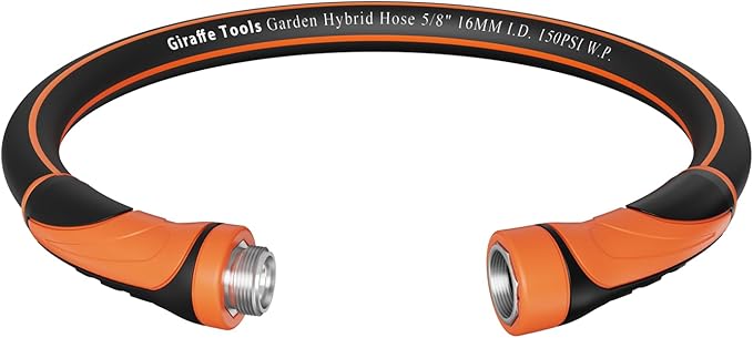 Giraffe Tools Garden Hose 5/8", Water Hose Heavy Duty, Flexible, Lightweight Hybrid Hose with Swivel Handle, 3ft Male to Female Fittings, Burst 600 PSI, Short Leader Hose