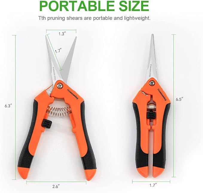 3 Packs Garden Pruning Shears with Straight Blades Trimming Scissors, Gardening Hand Pruning Snips Titanium Coated Precision Bonsai Pruning Shears, Convenient Flower Cutters (Orange)