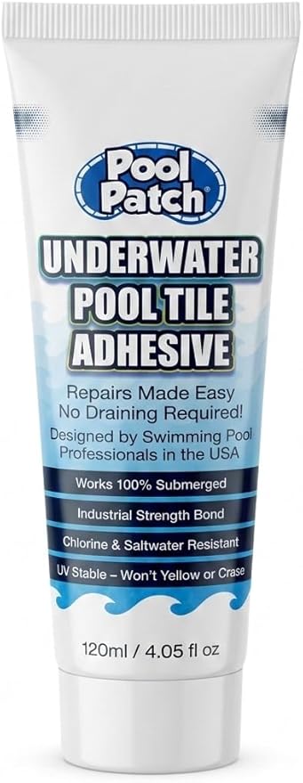 Pool Patch Underwater Pool Tile Adhesive (4 oz) – Waterproof Pool Tile Setting Paste – Professional Strength Adhesive for Ceramic, Mosaic & Stone – Works 100% Submerged, No Need to Drain Pool