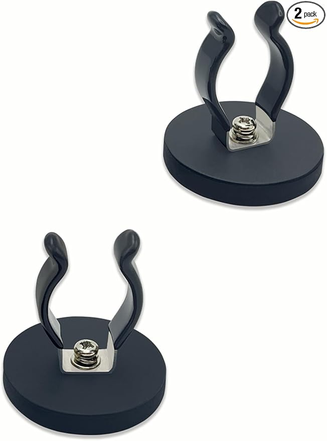 Universal Magnetic Clips, Magnetic Garage Tool Holder Magnets Flexible Clamps for Holding Flashlight Broom Mop for Laundry Kitchen Bathroom Utility Room Garage Shed Garden Tool Storage -2 Pack
