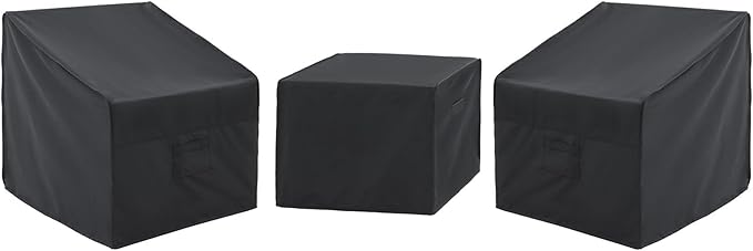 Loriano Patio Furniture Covers Set, 3 Piece Outdoor Furniture Cover Waterproof, 500D Heavy Duty Lawn Furniture Covers Set Black
