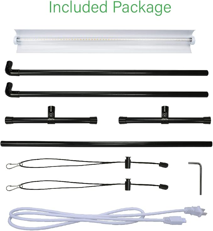 2 feet LED Grow Light Stand for Seedling,Iron Pipe Frame,with Natural White Light Full Spectrum LED Plant Growing Lamp, Light Height Ajustable,with Timer Outlet