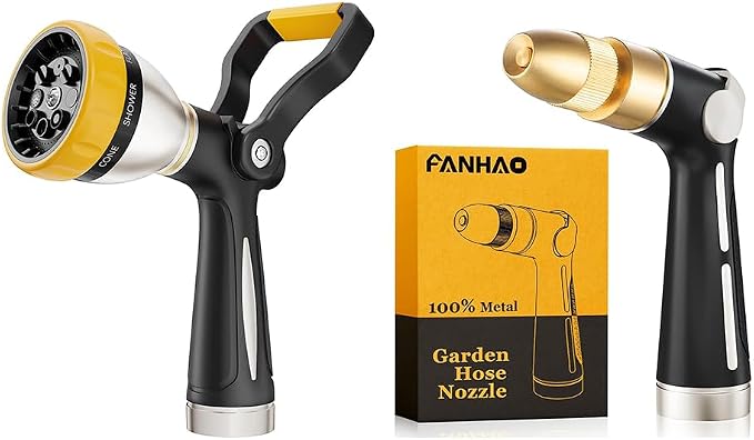 FANHAO Heavy Duty Fireman's Hose Nozzle+High Pressure Garden Hose Nozzle