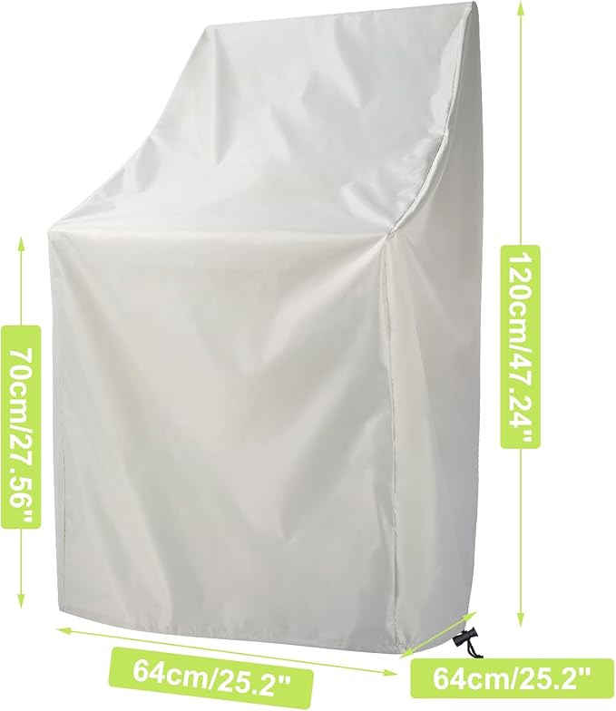 Stackable Patio Chair Cover, Outdoor Chair Cover Waterproof 210D, Stacked Chairs Lounge Chair Covers Outdoor Stack Chairs for All Weather Protection (Beige, 25"L x 25"W x 47”H)