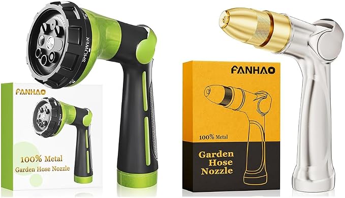 FANHAO Garden Hose Nozzle with Thumb Control+Metal Thumb Control Water Nozzle