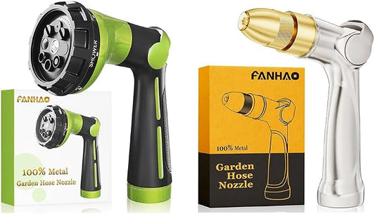FANHAO Garden Hose Nozzle with Thumb Control+Metal Thumb Control Water Nozzle