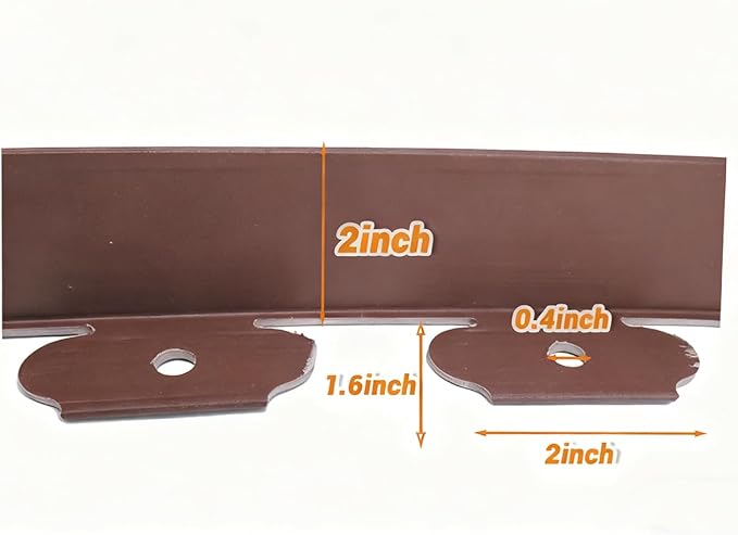 Landscape Edging 2in x 66FT Garden Edging Kit with 120 Spikes (66feet-Brown)