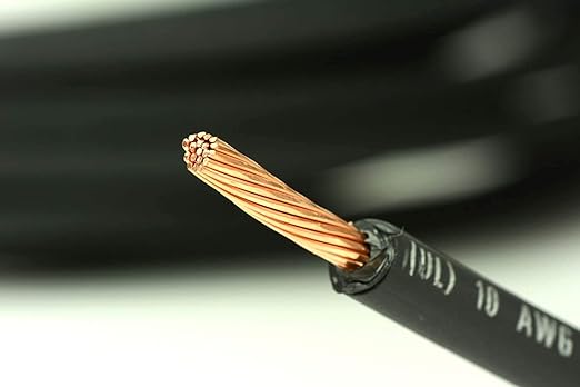 TEMCo 10 AWG Solar PV Wire, 50 ft Black, Bare Copper, Made in USA