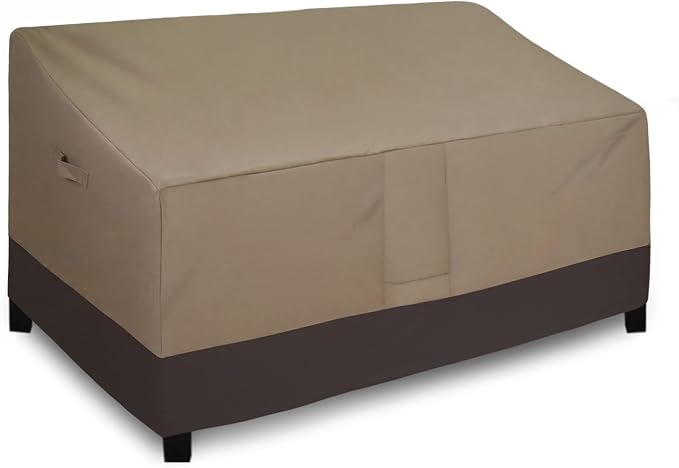 Easy-Going Waterproof Outdoor Loveseat Cover, Heavy Duty 2-Seater Patio Couch, Windproof Furniture With Air Vent (90Wx35Dx32H inch, Camel/Dark Brown)