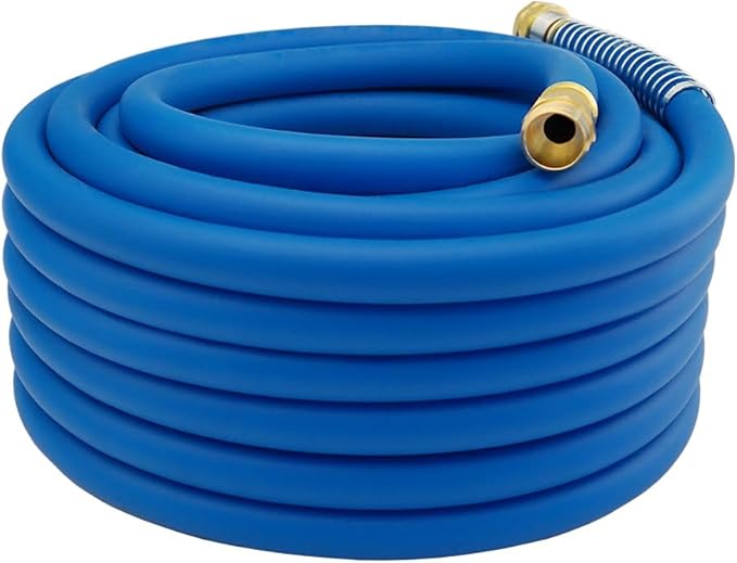 Guitrees 75FT 3/4 Heavy Duty Rubber Garden Hose - 200psi Working, 1000psi Burst - Hot/Cold Water - Five-Layered Braiding for Durability - Versatile for Gardening, Agriculture, Construction(Blue)