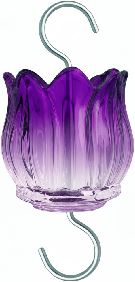 Glass Ant Moat for Hummingbird Feeder - 3 OZ Gradient Purple Tulip Insect Guard with Large Capacity