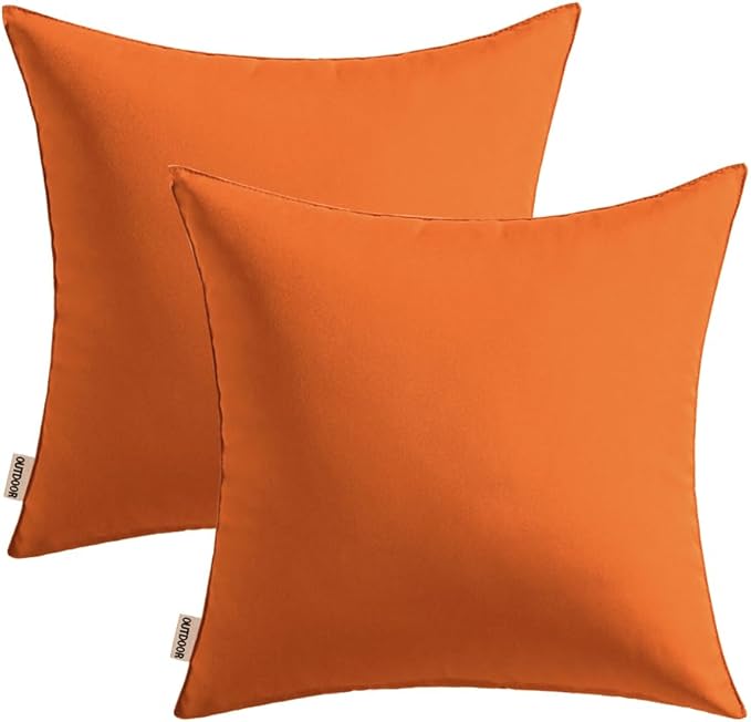 MIULEE Pack of 2 Decorative Outdoor Waterproof Pillow Covers Square Garden Cushion Sham Throw Pillowcase Shell for Fall Patio Tent Couch 18x18 Inch Burnt Orange