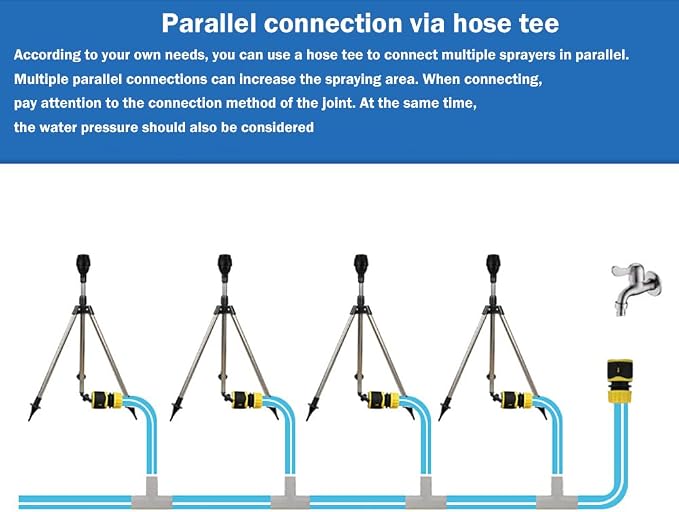 Impact Tripod Sprinkler, Rotating Tripod Sprinkler,360‑Degree Automatic Rotating Irrigation Watering, Tripod Telescopic Support for Lawn (1 PCS)
