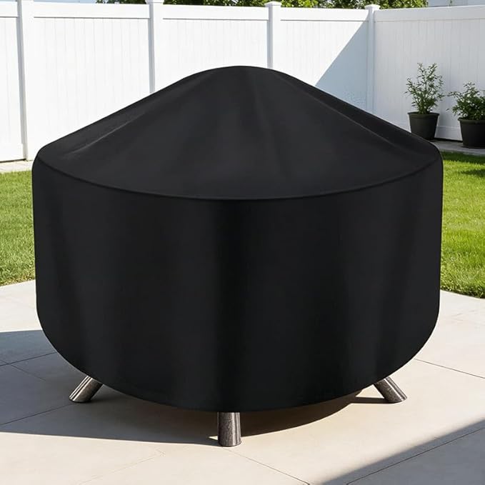 Round Fire Pit Cover for 22-34 Inch Firepit, Heavy Duty Outdoor Patio Fireplace Covers - Waterproof Dustproof Anti UV and Tear Resistant