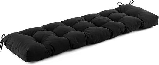 IASEAHK Outdoor Bench Cushion 48x18x5 Inch, Waterproof & Fade-Resistant Patio Furniture Cushions, Tufted Memory Foam Indoor/Outdoor Cushions for Couch Swing with Non-Slip Backing & Straps, Black