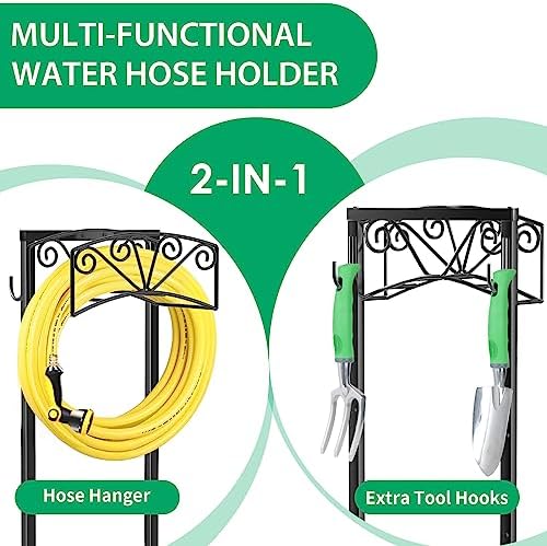 TomCare Garden Hose Holder Heavy Duty Water Hose Holder Solid Metal