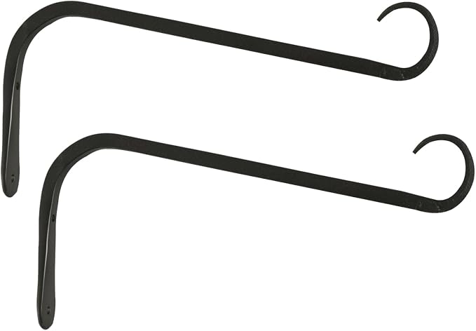 11 inch Plant Hanger, Sturdy Hanging Plant Bracket Outdoor, Hanging Plant Wall Hook Heavy Duty, for Hanging Bird Feeders, Planters, Lanterns, Wind Chimes, Indoor/Outdoor Use, Black, Set of 2