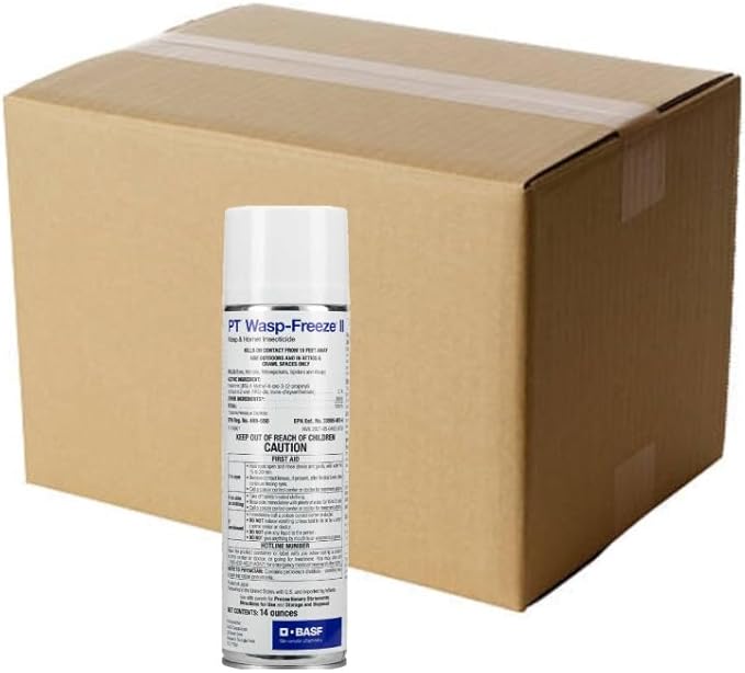 BASF PT Wasp-Freeze Insecticide for Wasp, Hornet, Yellowjacket & Spider Killer, Quick Knockdown Spray, Indoor or Outdoor Use, 14 oz, Case of 12