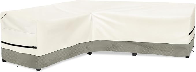 okcool Outdoor Sectional Cover,L-Shaped Patio Furniture Covers for 6-Seater Outdoor Sectional Furniture Couch 85"(110''L) x 32''D x 31''H,White&Grayish Green
