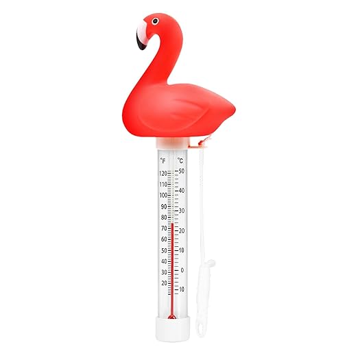 XY-WQ 2 Pack Floating Pool Thermometer, Large Size Easy Read for Water Temperature with String for Outdoor and Indoor Swimming Pools and Spas (Flamingo & Turtle)