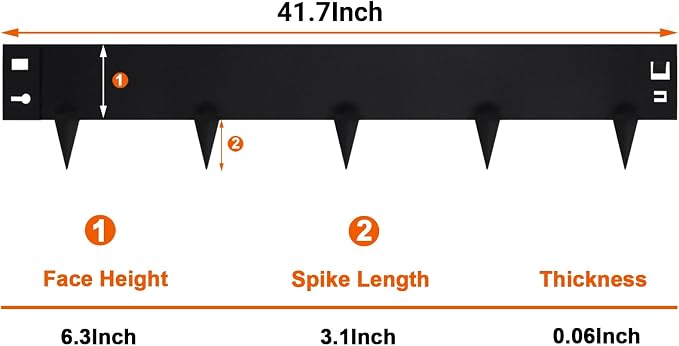 41" L X 9.4" H Galvanized Steel Landscape Edging, 6 Pack Metal Edging for Landscaping, Hammer-in Metal Garden Edging for Lawn, Yard & Pathway Border
