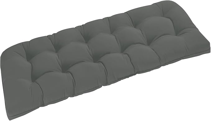 downluxe Outdoor Bench Cushion for Patio Furniture, Water Resistant Tufted Overstuffed Porch Swing Cushions, Thick Outdoor Loveseat Cushions, 59" x 18" x 5", Dark Grey, Set of 1