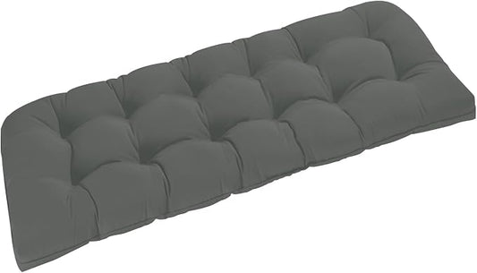 downluxe Outdoor Bench Cushion for Patio Furniture, Water Resistant Tufted Overstuffed Porch Swing Cushions, Thick Outdoor Loveseat Cushions, 59" x 18" x 5", Dark Grey, Set of 1