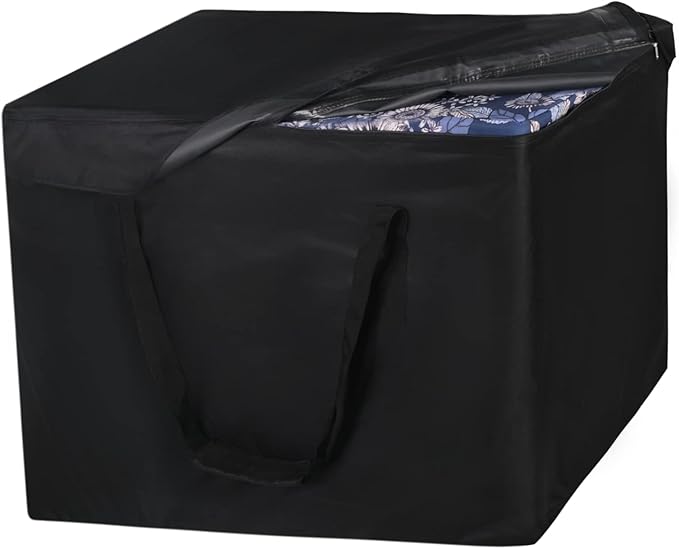 NettyPro Patio Cushion Storage Bags 32 x 32 x 24 inch Water-Resistant Small Outdoor Bag for Cushions Heavy Duty Patio Furniture Storage Bag, Black