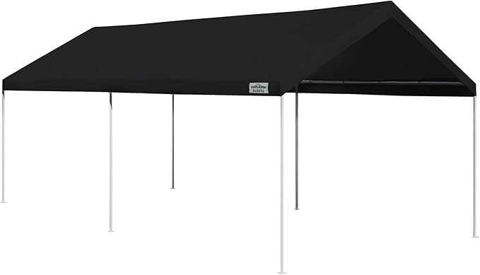 Caravan Canopy Domain Pro 200 Straight Leg 10 by 20 Foot Outdoor Canopy Car Tent 10x20 with Durable Powder Coated Steel Frames, Black