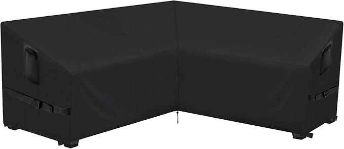 Outdoor V-Shaped Sectional Sofa Cover fit 112" x 112", 111" x 111", 110" x 110" L-Shaped Sofa, Waterproof Patio Couch Covers Outdoor Furniture Covers for Winter, 112"L x 32"W x 30"H