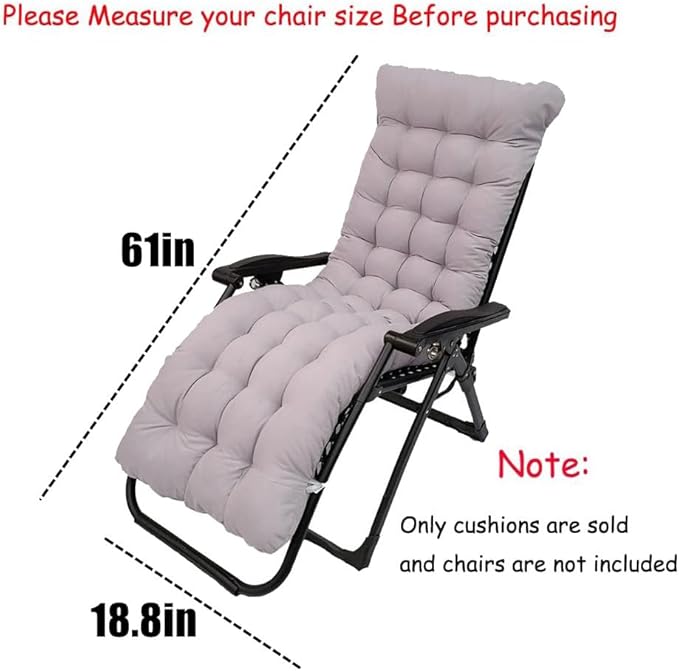 Patio Chaise Lounger Cushion,61in Lounge Chair Recliners Chair Cushions,Thicker Padded Chaise Lounger Swing Bench Cushion for Outdoor Indoor Home Office (Orange)
