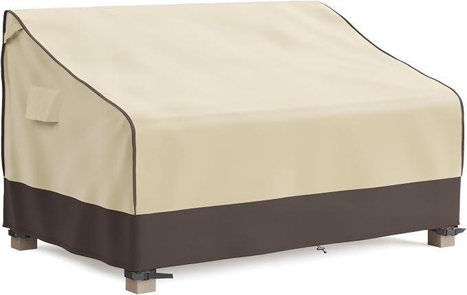 MR. COVER Outdoor Couch Cover Waterproof, Patio Furniture Covers for 2-Seater Couch, Fits up to 60" W x 35" D x 35" H, Moisture-Proof & UV-Protection, Brown & Khak